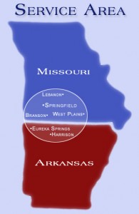 Missouri and Arkansas Service Area Map